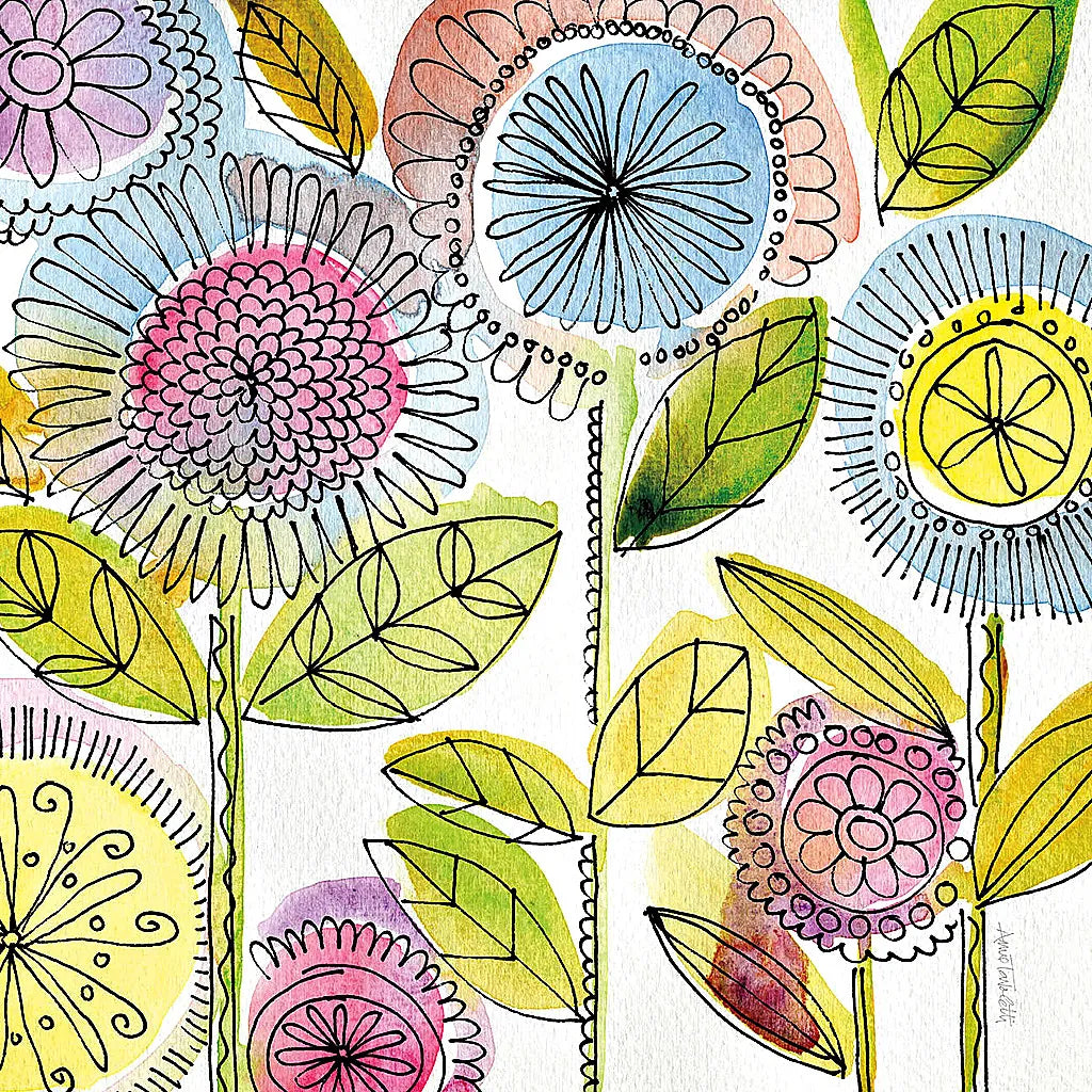 Watercolor Flowers by Anne Tavoletti. SKU 18035a. Archival Giclee Fine art print for wall decor.