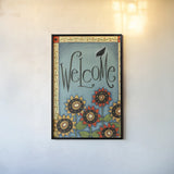 Welcome Crow by Anne Tavoletti. shown as a paper print in a black flame. Available as a archival giclee rolled canvas, fine art paper, or poster print. SKU 26562h.