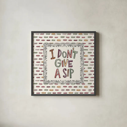 Wine Sentiments II by Anne Tavoletti. Shown in a sleek black glass frame for a contemporary gallery look. Available as an archival giclee rolled canvas, fine art paper, or poster print. SKU 90460a.