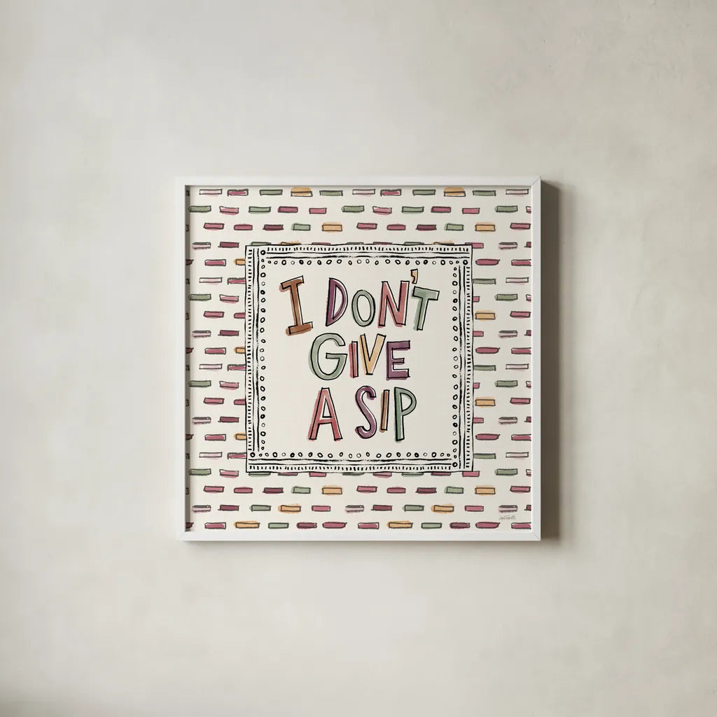 Wine Sentiments II by Anne Tavoletti. Shown in a crisp white glass frame for a clean and minimalist style. Available as an archival giclee rolled canvas, fine art paper, or poster print. SKU 90460a.