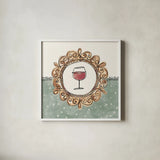 Wine Sentiments V by Anne Tavoletti. Shown in a crisp white glass frame for a clean and minimalist style. Available as an archival giclee rolled canvas, fine art paper, or poster print. SKU 90463a.
