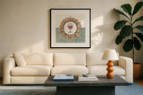 Wine Sentiments V by Anne Tavoletti. Displayed in a glass frame with matte in a clean modern living room. Available as an archival giclee rolled canvas, fine art paper, or poster print. SKU 90463a.
