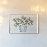 Winter Adornment I by Anne Tavoletti. shown as a paper print in a white frame. Available as a archival giclee rolled canvas, fine art paper, or poster print. SKU 88994i.