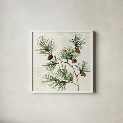Winter Adornment III by Anne Tavoletti. Shown in a crisp white glass frame for a clean and minimalist style. Available as an archival giclee rolled canvas, fine art paper, or poster print. SKU 88996a.