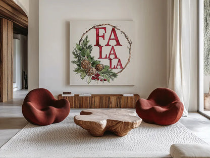 Winter Adornment IV by Anne Tavoletti. Shown as extra-large giant wall art in a modern living room. Available as an archival giclee rolled canvas, fine art paper, or poster print. SKU 88997a.