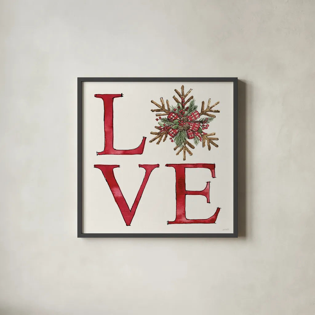 Winter Adornment IX by Anne Tavoletti. Shown in a sleek black glass frame for a contemporary gallery look. Available as an archival giclee rolled canvas, fine art paper, or poster print. SKU 89002a.