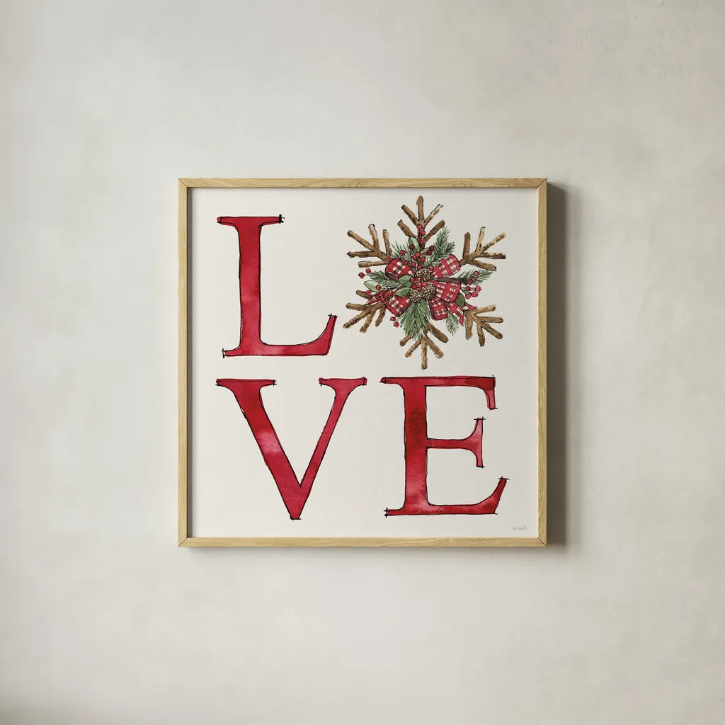 Winter Adornment IX by Anne Tavoletti. Shown in a natural wood glass frame for a timeless modern aesthetic. Available as an archival giclee rolled canvas, fine art paper, or poster print. SKU 89002a.