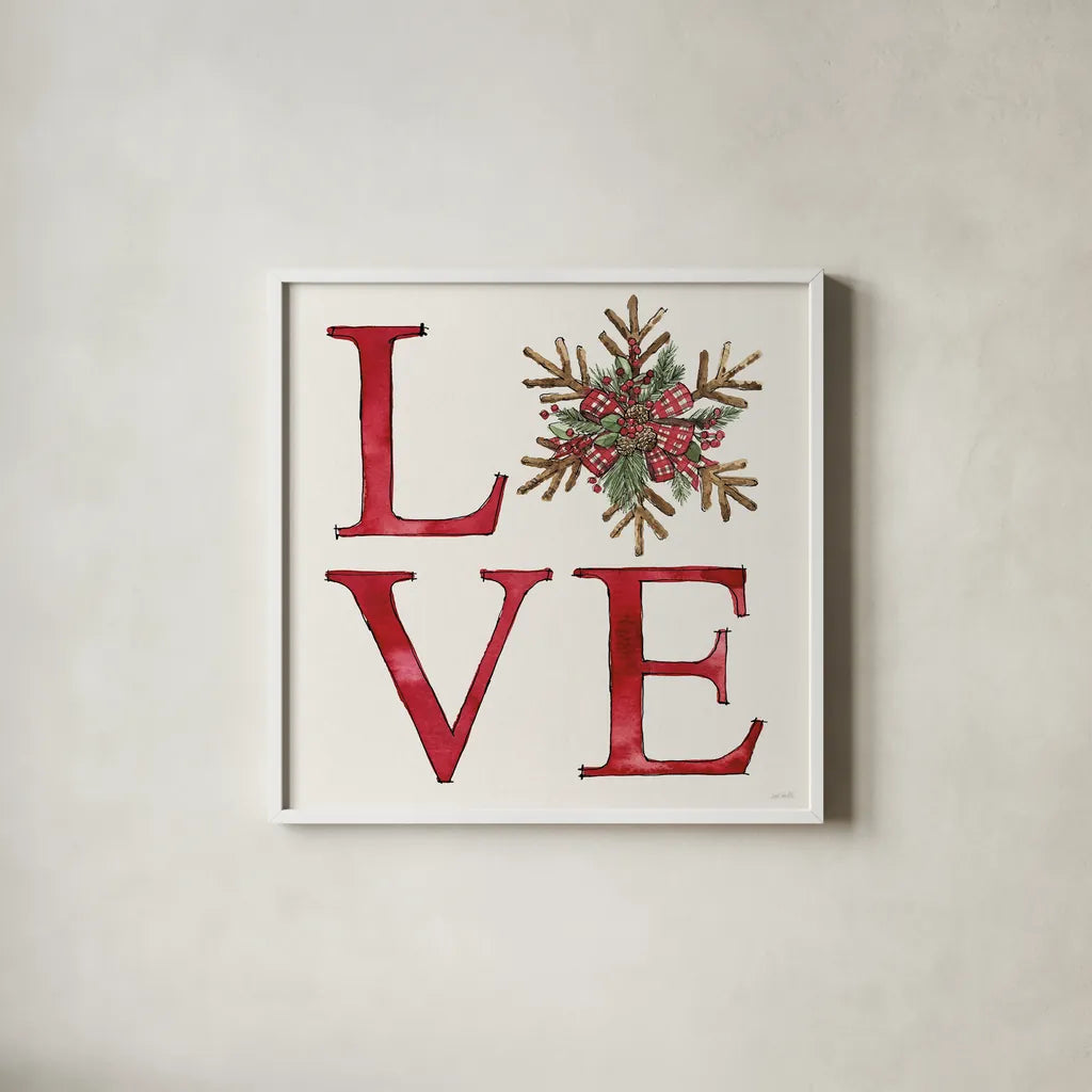 Winter Adornment IX by Anne Tavoletti. Shown in a crisp white glass frame for a clean and minimalist style. Available as an archival giclee rolled canvas, fine art paper, or poster print. SKU 89002a.