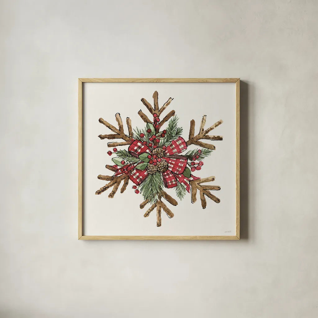 Winter Adornment VI by Anne Tavoletti. Shown in a natural wood glass frame for a timeless modern aesthetic. Available as an archival giclee rolled canvas, fine art paper, or poster print. SKU 88999a.