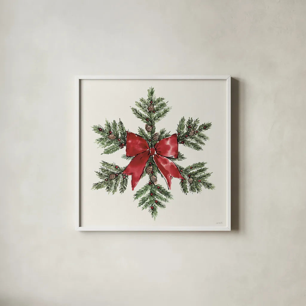 Winter Adornment VII by Anne Tavoletti. Shown in a crisp white glass frame for a clean and minimalist style. Available as an archival giclee rolled canvas, fine art paper, or poster print. SKU 89000a.