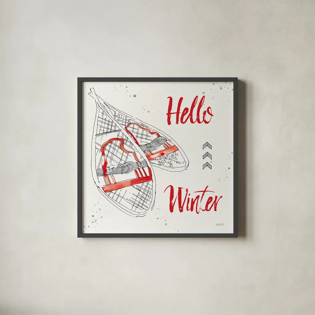 Winter Fashion IX by Anne Tavoletti. Shown in a sleek black glass frame for a contemporary gallery look. Available as an archival giclee rolled canvas, fine art paper, or poster print. SKU 42324a.