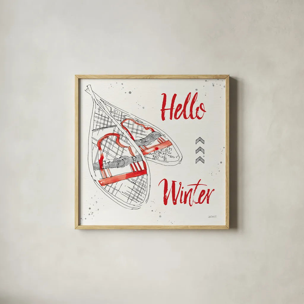 Winter Fashion IX by Anne Tavoletti. Shown in a natural wood glass frame for a timeless modern aesthetic. Available as an archival giclee rolled canvas, fine art paper, or poster print. SKU 42324a.