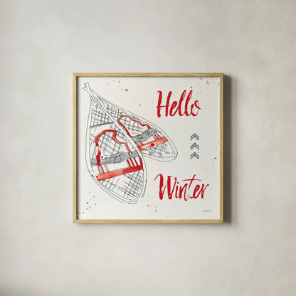 Winter Fashion IX by Anne Tavoletti. Shown in a natural wood glass frame for a timeless modern aesthetic. Available as an archival giclee rolled canvas, fine art paper, or poster print. SKU 42324a.