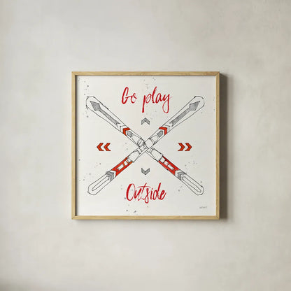 Winter Fashion X by Anne Tavoletti. Shown in a natural wood glass frame for a timeless modern aesthetic. Available as an archival giclee rolled canvas, fine art paper, or poster print. SKU 42325a.