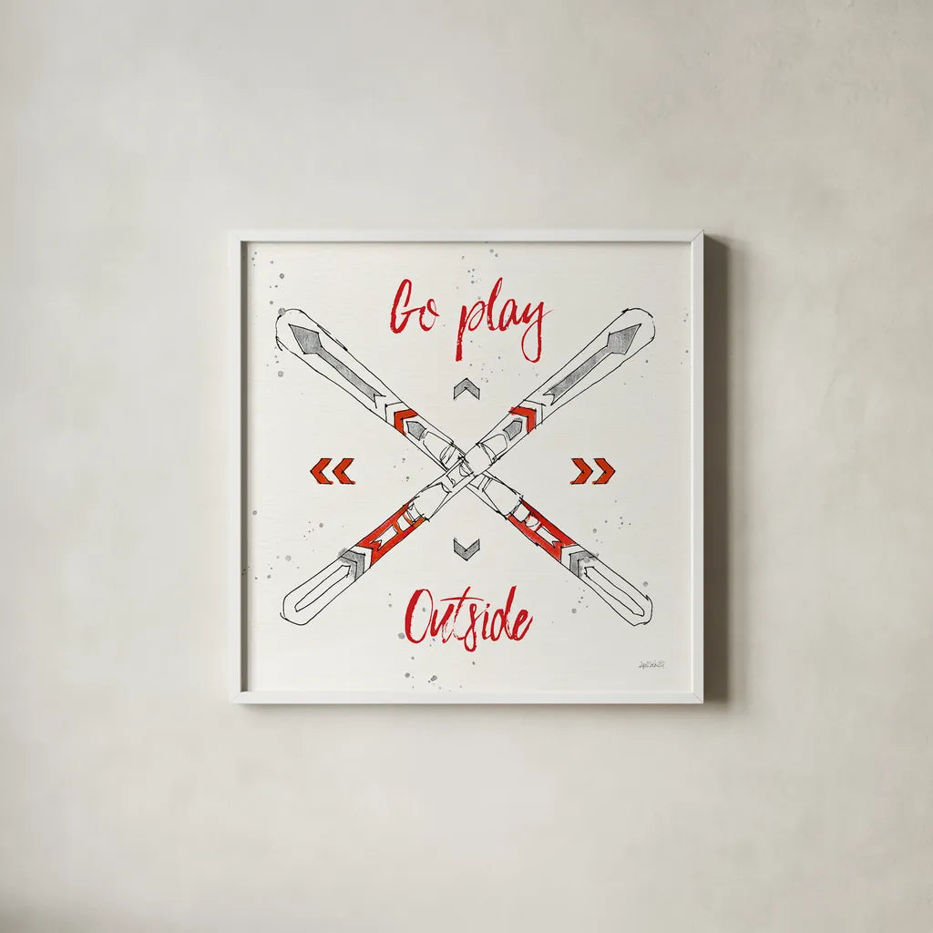 Winter Fashion X by Anne Tavoletti. Shown in a crisp white glass frame for a clean and minimalist style. Available as an archival giclee rolled canvas, fine art paper, or poster print. SKU 42325a.