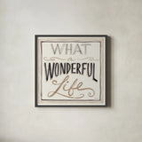 Wonderful Life I by Anne Tavoletti. Shown in a sleek black glass frame for a contemporary gallery look. Available as an archival giclee rolled canvas, fine art paper, or poster print. SKU 64662a.