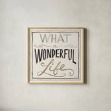 Wonderful Life I by Anne Tavoletti. Shown in a natural wood glass frame for a timeless modern aesthetic. Available as an archival giclee rolled canvas, fine art paper, or poster print. SKU 64662a.