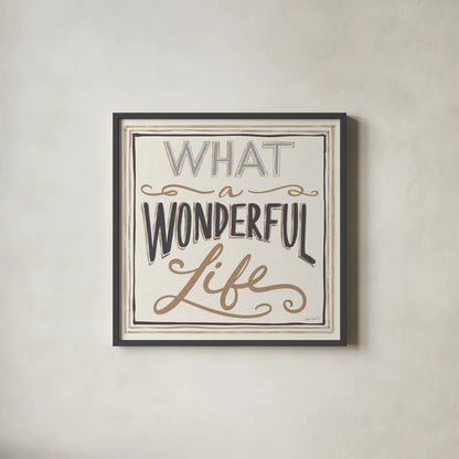 Wonderful Life I Bold by Anne Tavoletti. Shown in a sleek black glass frame for a contemporary gallery look. Available as an archival giclee rolled canvas, fine art paper, or poster print. SKU 75775a.