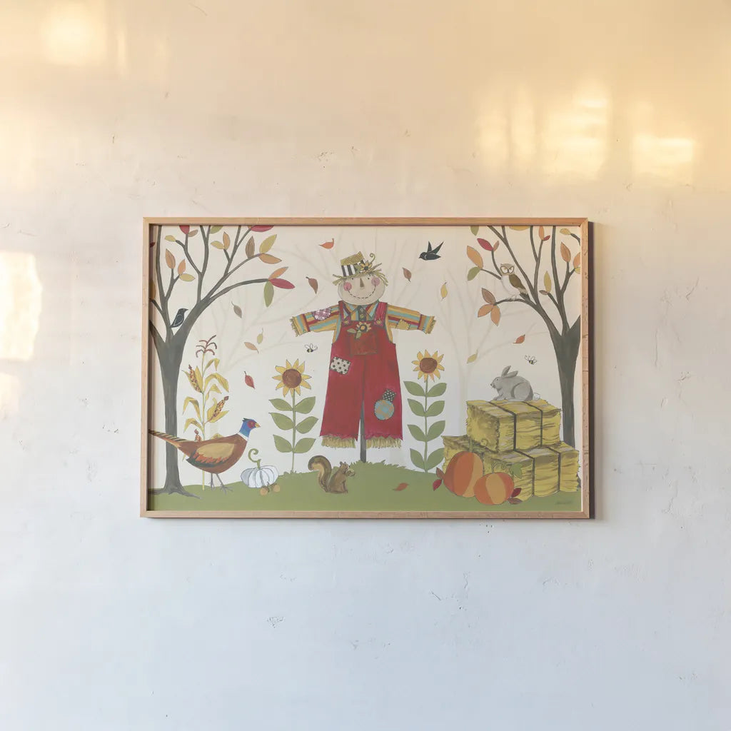 Woodland Harvest I by Anne Tavoletti. shown as a paper print in a natural frame. Available as a archival giclee rolled canvas, fine art paper, or poster print. SKU 94544i.