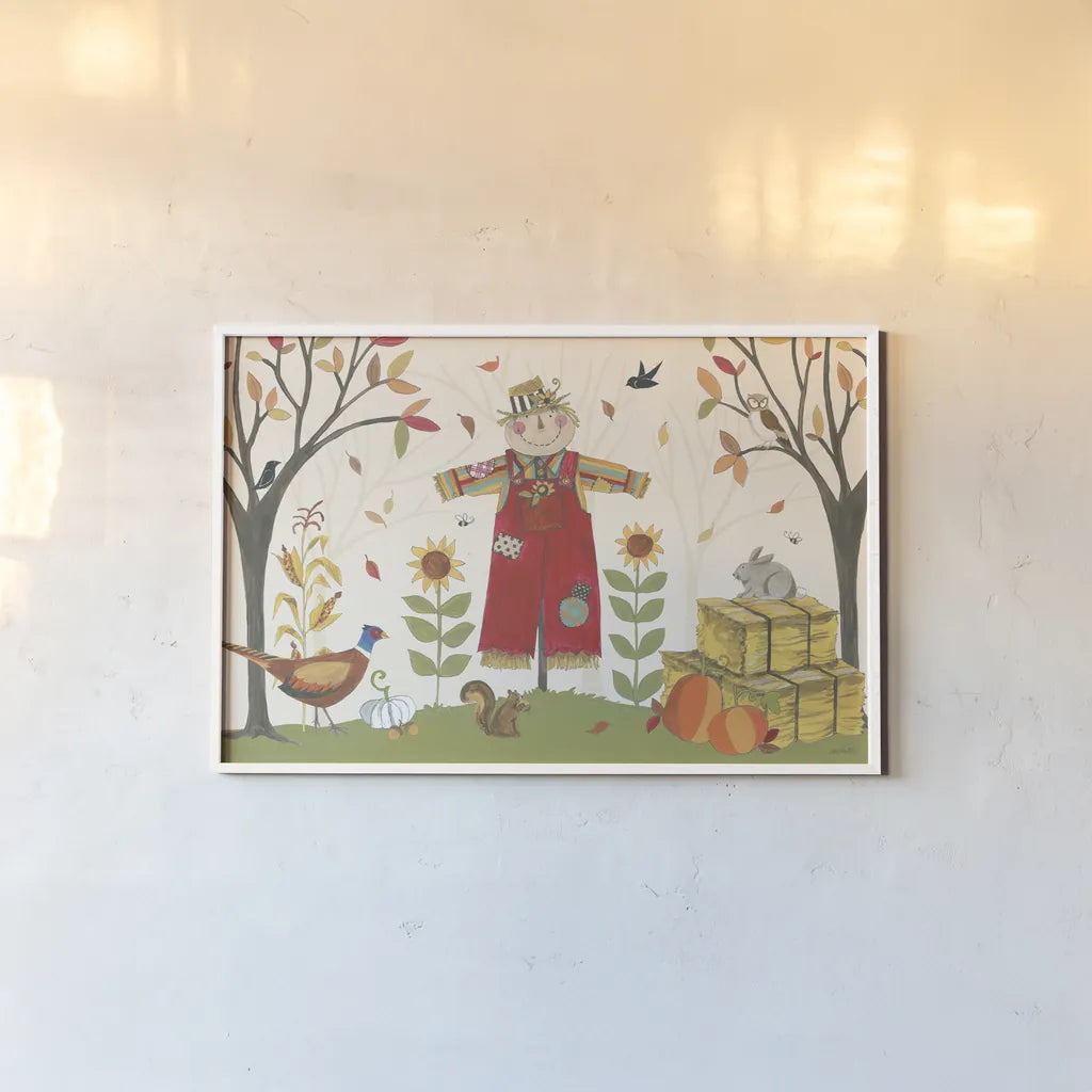 Woodland Harvest I by Anne Tavoletti. shown as a paper print in a white frame. Available as a archival giclee rolled canvas, fine art paper, or poster print. SKU 94544i.