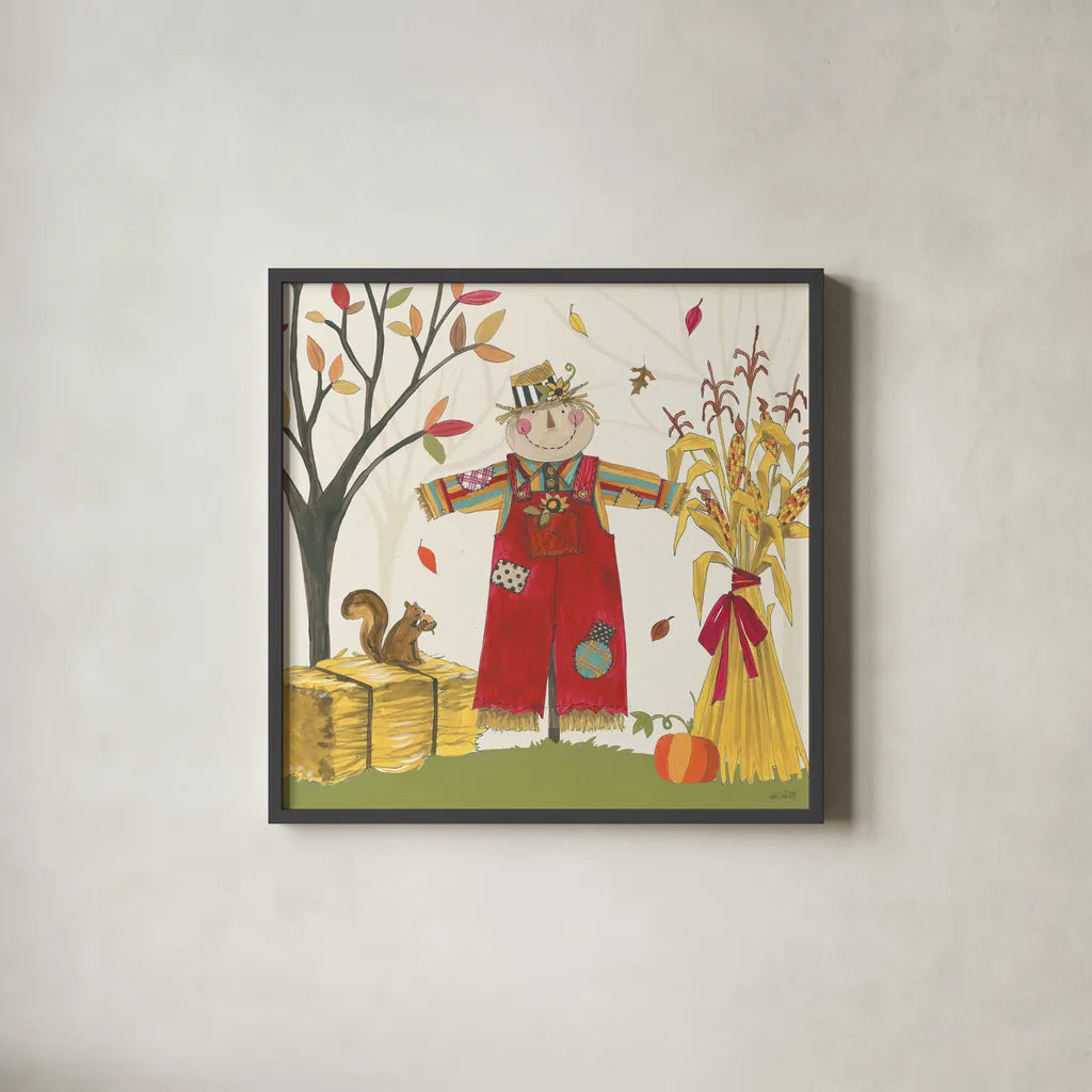 Woodland Harvest II by Anne Tavoletti. Shown in a sleek black glass frame for a contemporary gallery look. Available as an archival giclee rolled canvas, fine art paper, or poster print. SKU 94545a.