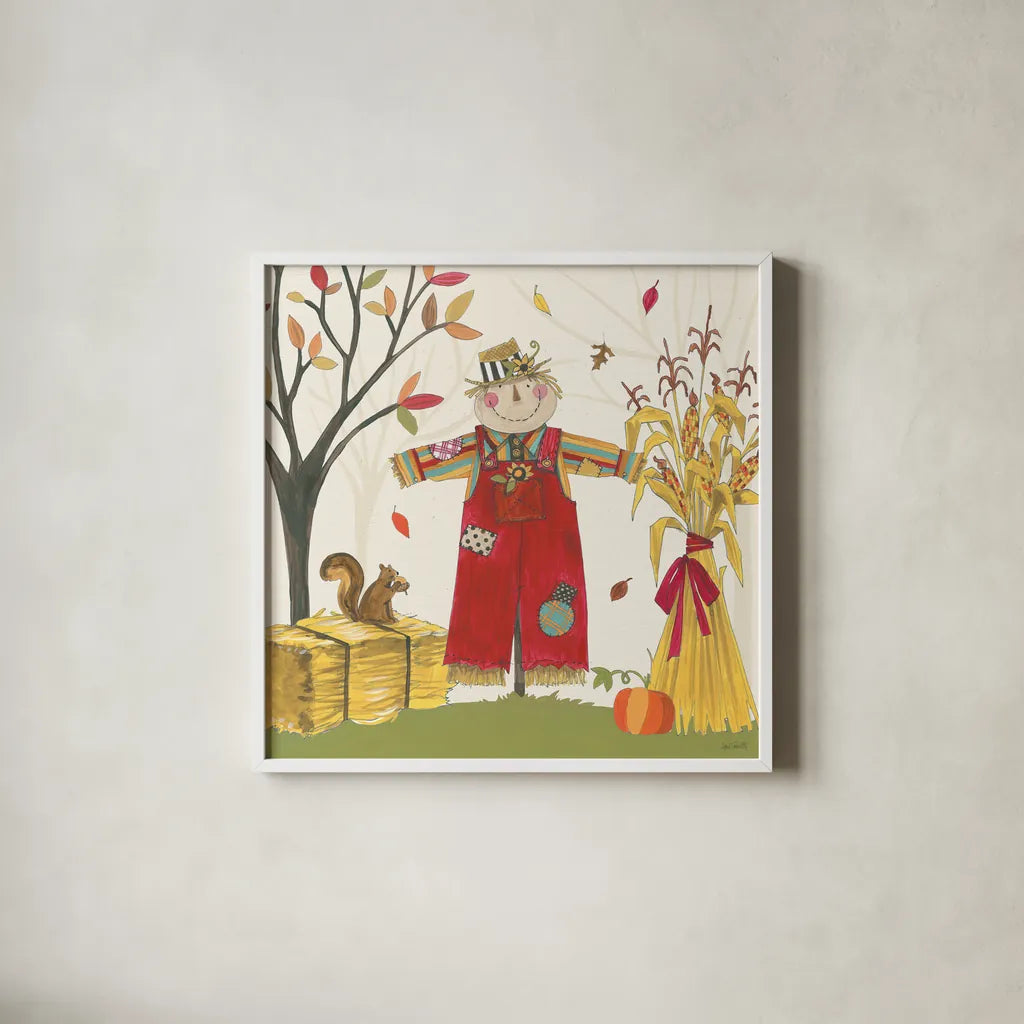 Woodland Harvest II by Anne Tavoletti. Shown in a crisp white glass frame for a clean and minimalist style. Available as an archival giclee rolled canvas, fine art paper, or poster print. SKU 94545a.