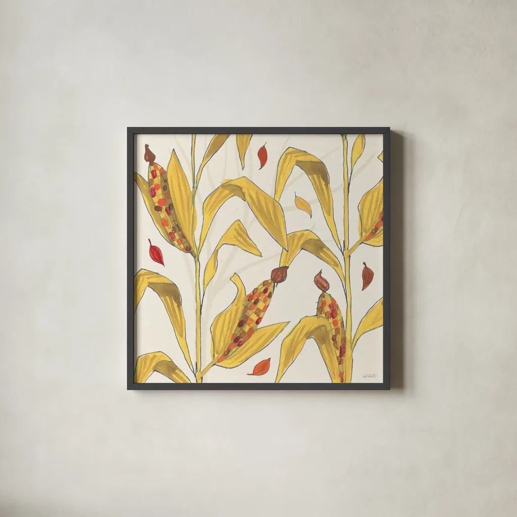 Woodland Harvest VI by Anne Tavoletti. Shown in a sleek black glass frame for a contemporary gallery look. Available as an archival giclee rolled canvas, fine art paper, or poster print. SKU 94549a.