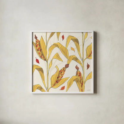 Woodland Harvest VI by Anne Tavoletti. Shown in a crisp white glass frame for a clean and minimalist style. Available as an archival giclee rolled canvas, fine art paper, or poster print. SKU 94549a.