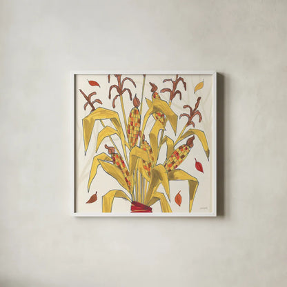 Woodland Harvest VII by Anne Tavoletti. Shown in a crisp white glass frame for a clean and minimalist style. Available as an archival giclee rolled canvas, fine art paper, or poster print. SKU 94550a.