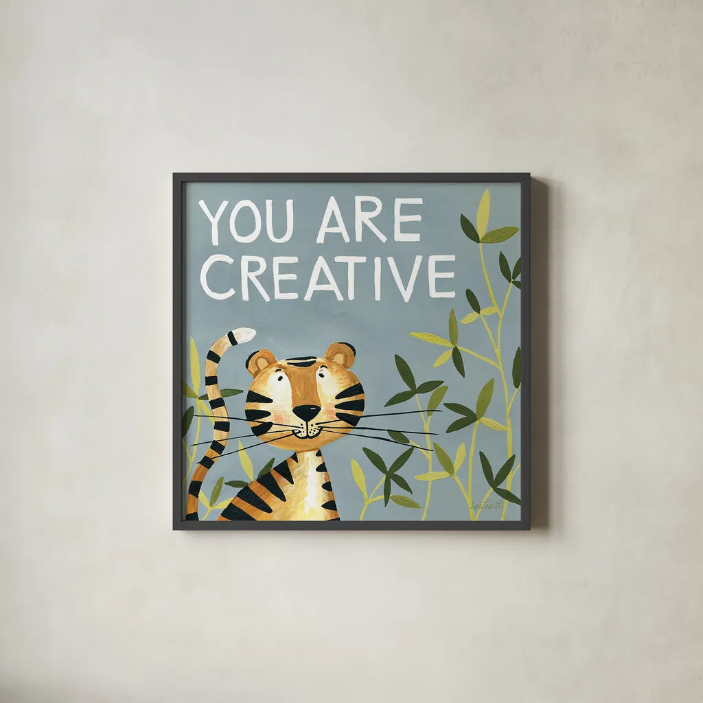 You Are Creative by Anne Tavoletti. Shown in a sleek black glass frame for a contemporary gallery look. Available as an archival giclee rolled canvas, fine art paper, or poster print. SKU 18512a.