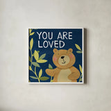 You Are Loved by Anne Tavoletti. Shown in a crisp white glass frame for a clean and minimalist style. Available as an archival giclee rolled canvas, fine art paper, or poster print. SKU 18510a.