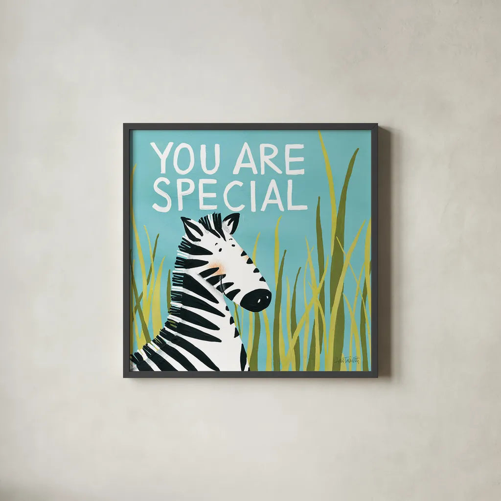 You Are Special by Anne Tavoletti. Shown in a sleek black glass frame for a contemporary gallery look. Available as an archival giclee rolled canvas, fine art paper, or poster print. SKU 18511a.