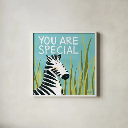 You Are Special by Anne Tavoletti. Shown in a crisp white glass frame for a clean and minimalist style. Available as an archival giclee rolled canvas, fine art paper, or poster print. SKU 18511a.