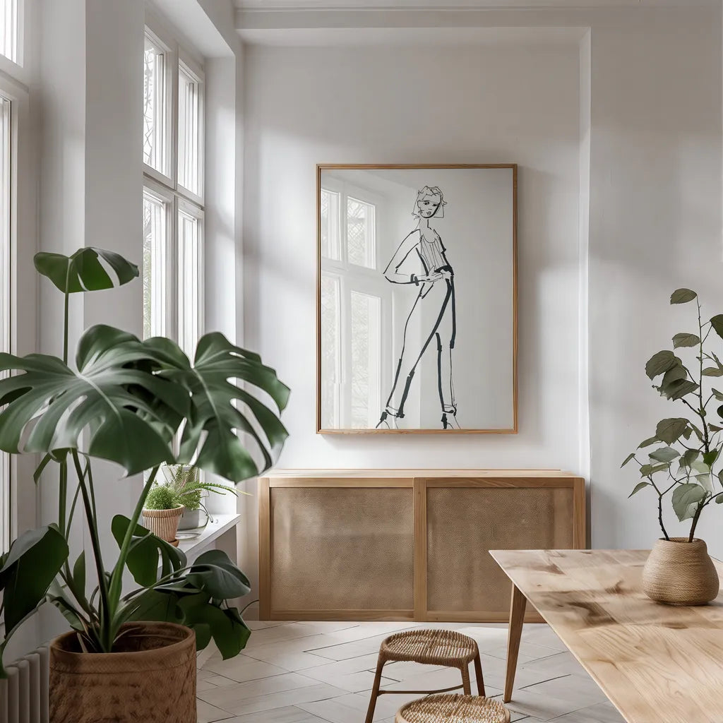 About Town III by Avery Tillmon. shown as a print in a natural wood frame in a dining room. Available as a archival giclee rolled canvas, fine art paper, or poster print. SKU 53881h.