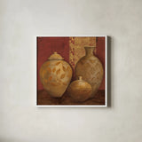 Aegean Vessels on Spice Crop by Avery Tillmon. Shown in a crisp white glass frame for a clean and minimalist style. Available as an archival giclee rolled canvas, fine art paper, or poster print. SKU 2815a.