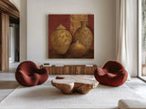 Aegean Vessels on Spice Crop by Avery Tillmon. Shown as extra-large giant wall art in a modern living room. Available as an archival giclee rolled canvas, fine art paper, or poster print. SKU 2815a.