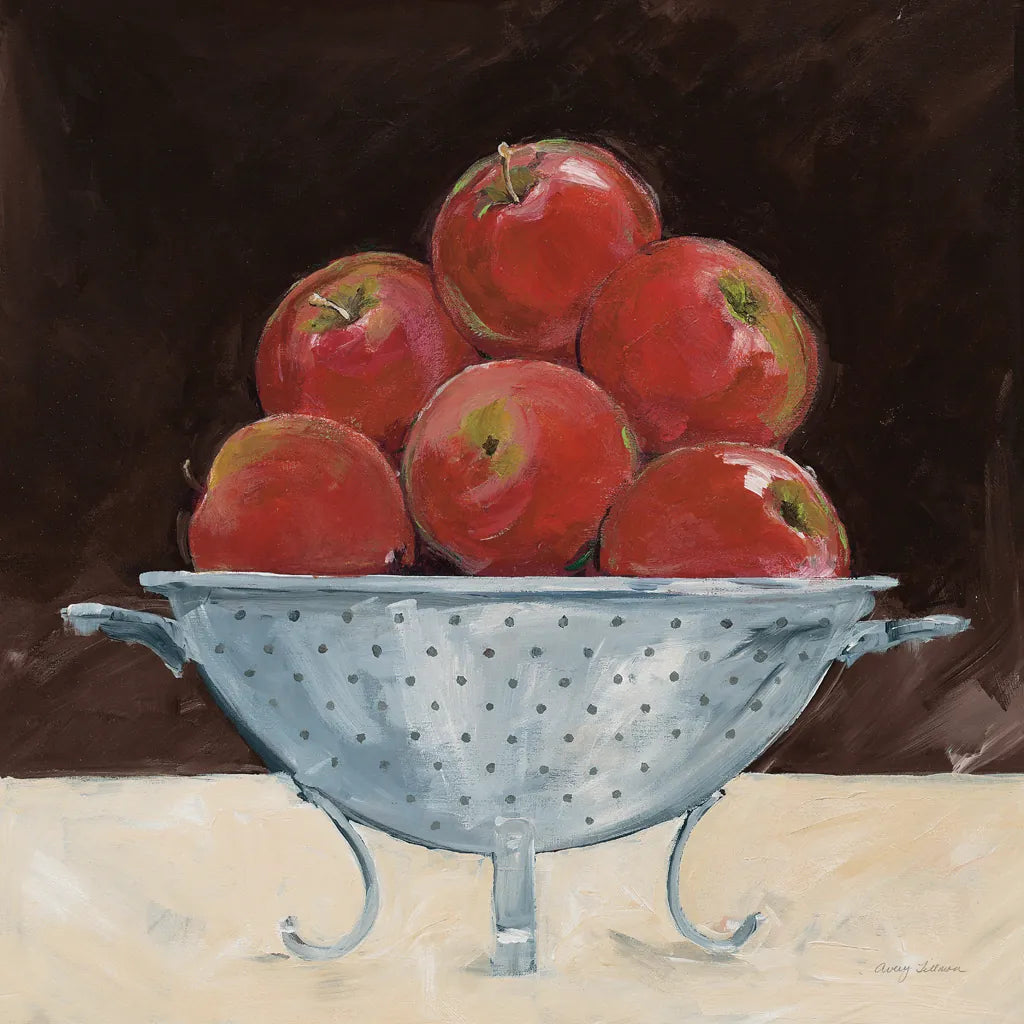 Apples on Brown by Avery Tillmon. SKU 76148a. Archival Giclee Fine art print for wall decor.