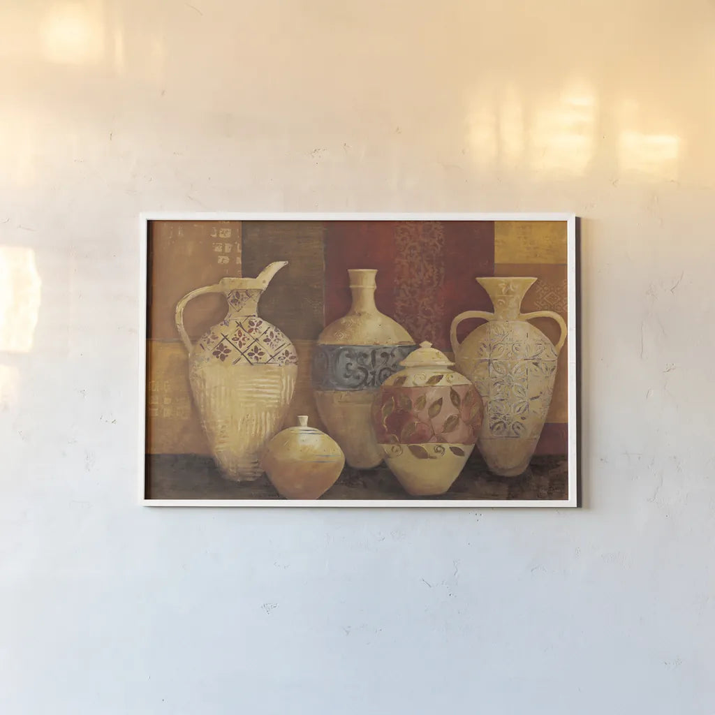 Autumn Urns III by Avery Tillmon. shown as a paper print in a white frame. Available as a archival giclee rolled canvas, fine art paper, or poster print. SKU 4139i.