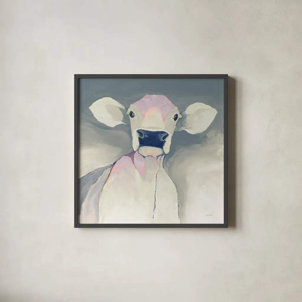 Bella Neutral by Avery Tillmon. Shown in a sleek black glass frame for a contemporary gallery look. Available as an archival giclee rolled canvas, fine art paper, or poster print. SKU 39939a.