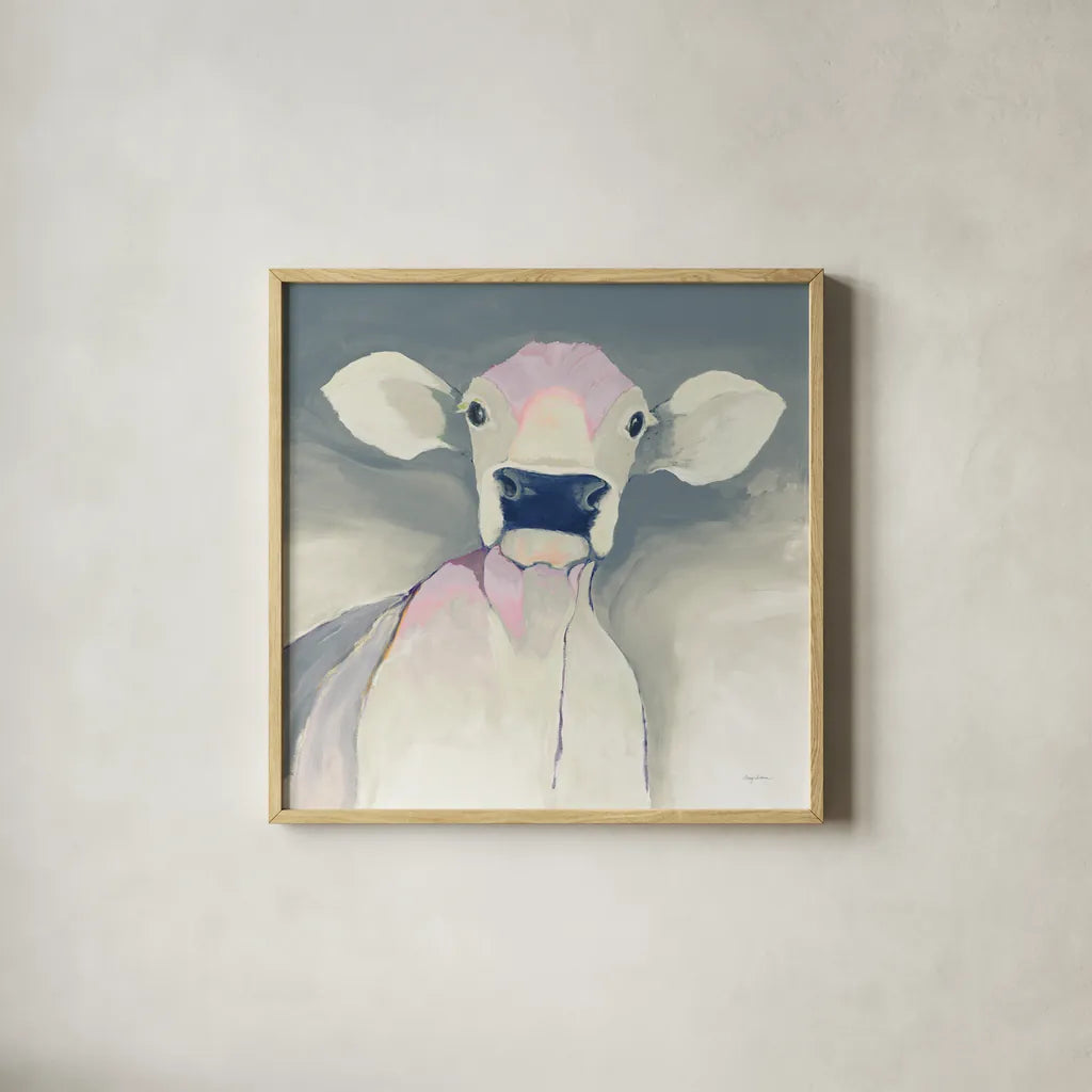 Bella Neutral by Avery Tillmon. Shown in a natural wood glass frame for a timeless modern aesthetic. Available as an archival giclee rolled canvas, fine art paper, or poster print. SKU 39939a.