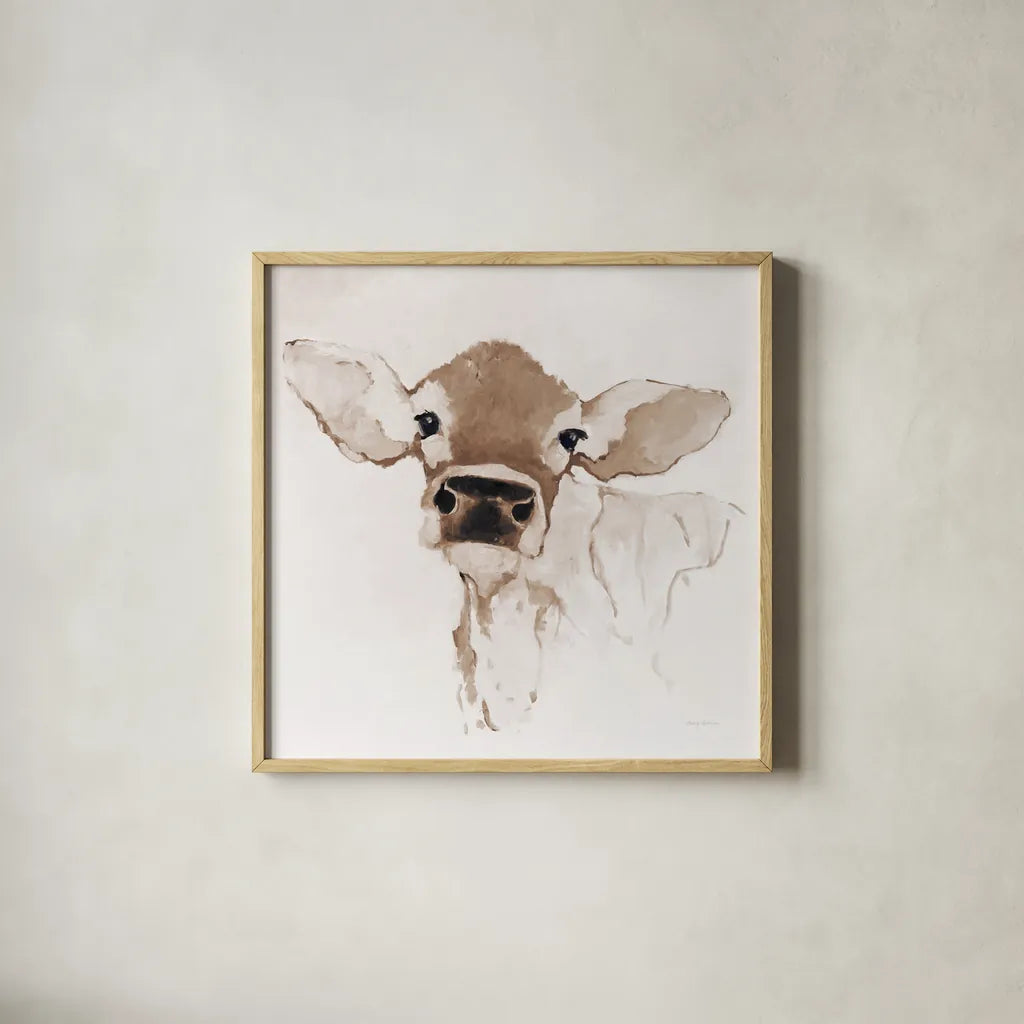 Bessie Brown by Avery Tillmon. Shown in a natural wood glass frame for a timeless modern aesthetic. Available as an archival giclee rolled canvas, fine art paper, or poster print. SKU 73675a.