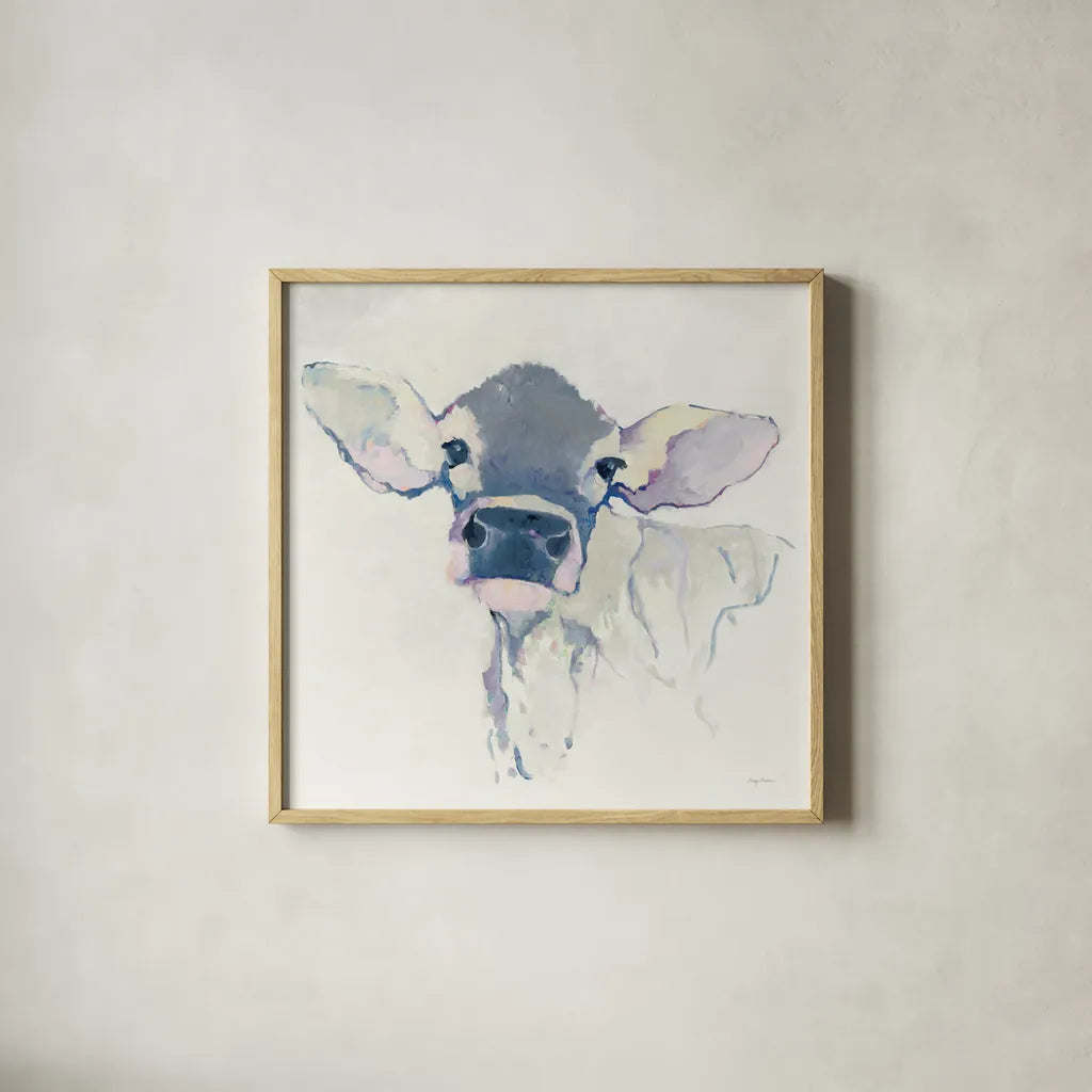 Bessie Neutral by Avery Tillmon. Shown in a natural wood glass frame for a timeless modern aesthetic. Available as an archival giclee rolled canvas, fine art paper, or poster print. SKU 39938a.