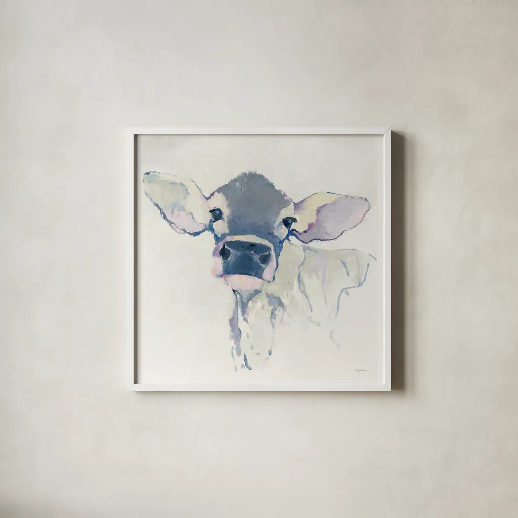 Bessie Neutral by Avery Tillmon. Shown in a crisp white glass frame for a clean and minimalist style. Available as an archival giclee rolled canvas, fine art paper, or poster print. SKU 39938a.