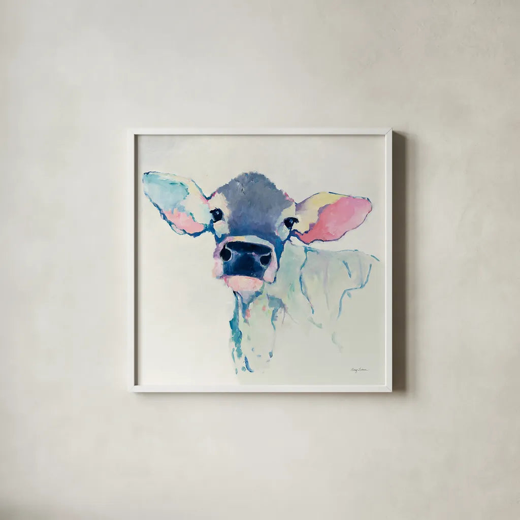 Bessie with Color by Avery Tillmon. Shown in a crisp white glass frame for a clean and minimalist style. Available as an archival giclee rolled canvas, fine art paper, or poster print. SKU 23032a.