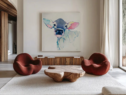 Bessie with Color by Avery Tillmon. Shown as extra-large giant wall art in a modern living room. Available as an archival giclee rolled canvas, fine art paper, or poster print. SKU 23032a.