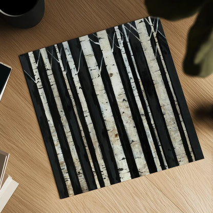 Birch Tree Square III by Avery Tillmon. Shown as a detailed flat fine art print, highlighting archival giclee quality. Available as an archival giclee rolled canvas, fine art paper, or poster print. SKU 49746a.