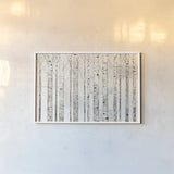 Birch Trees on White by Avery Tillmon. shown as a paper print in a white frame. Available as a archival giclee rolled canvas, fine art paper, or poster print. SKU 13012i.