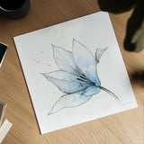 Blue Graphite Flower IX by Avery Tillmon. Shown as a detailed flat fine art print, highlighting archival giclee quality. Available as an archival giclee rolled canvas, fine art paper, or poster print. SKU 29758a.