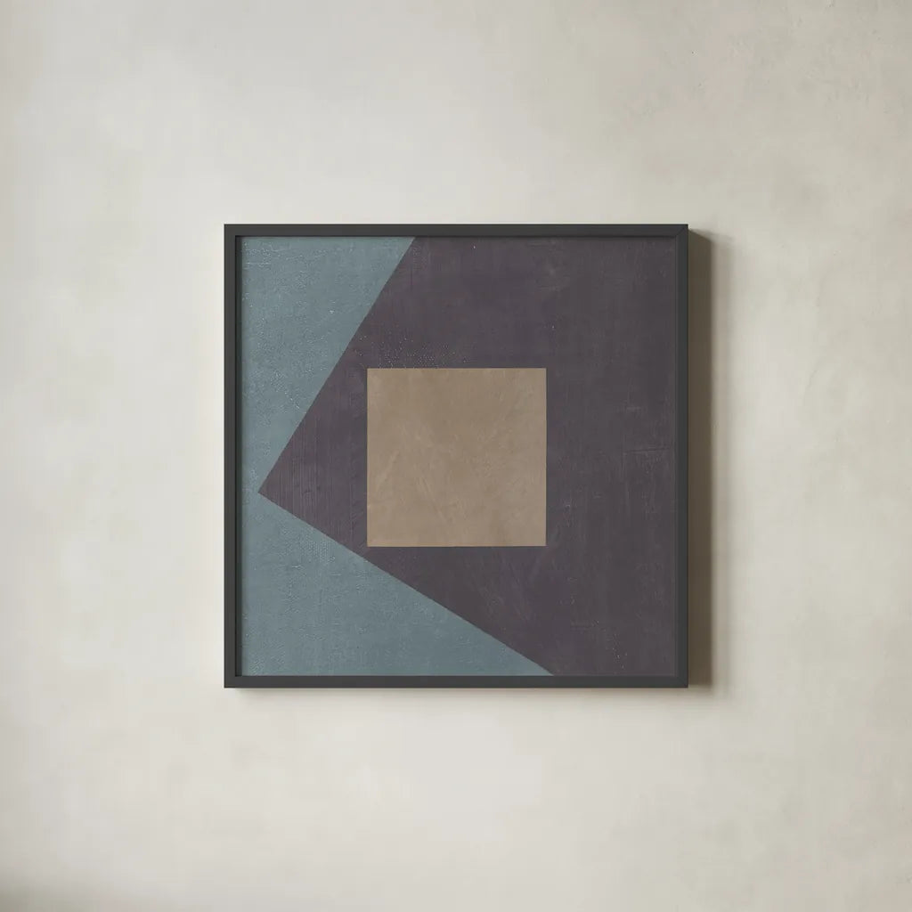 Blue Silk Abstract I by Avery Tillmon. Shown in a sleek black glass frame for a contemporary gallery look. Available as an archival giclee rolled canvas, fine art paper, or poster print. SKU 68410a.