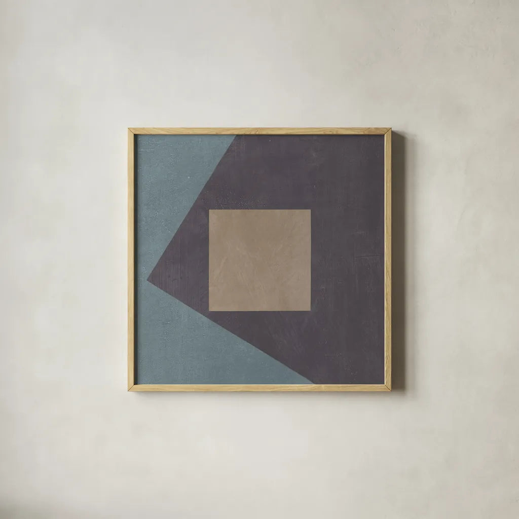 Blue Silk Abstract I by Avery Tillmon. Shown in a natural wood glass frame for a timeless modern aesthetic. Available as an archival giclee rolled canvas, fine art paper, or poster print. SKU 68410a.